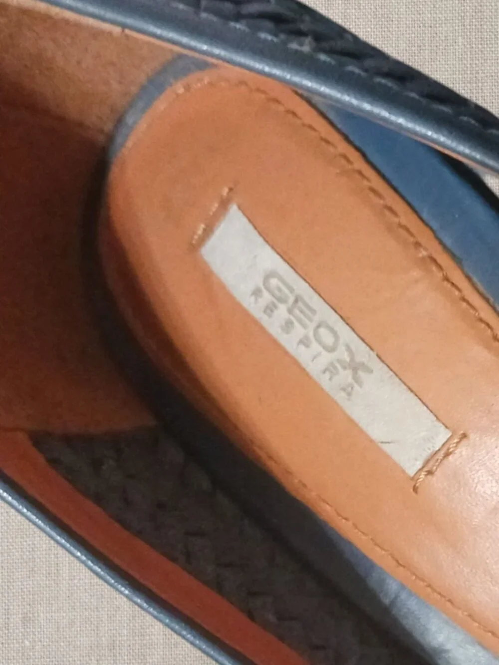 Geox Respira Womens Leather Bow Detail Woven Pattern High Heels Blue size 38.5
